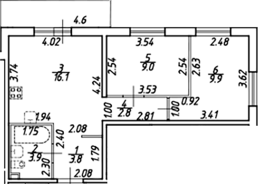 2-комнатная квартира 48.48 м², 9/21 эт., ЖК «Новые горизонты 2»